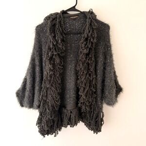 Black Sequin Knit Shrug Cardigan